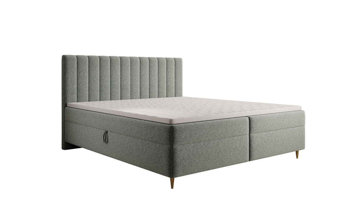 Boxspringbed Chelsea in structuurstof met opbergruimte