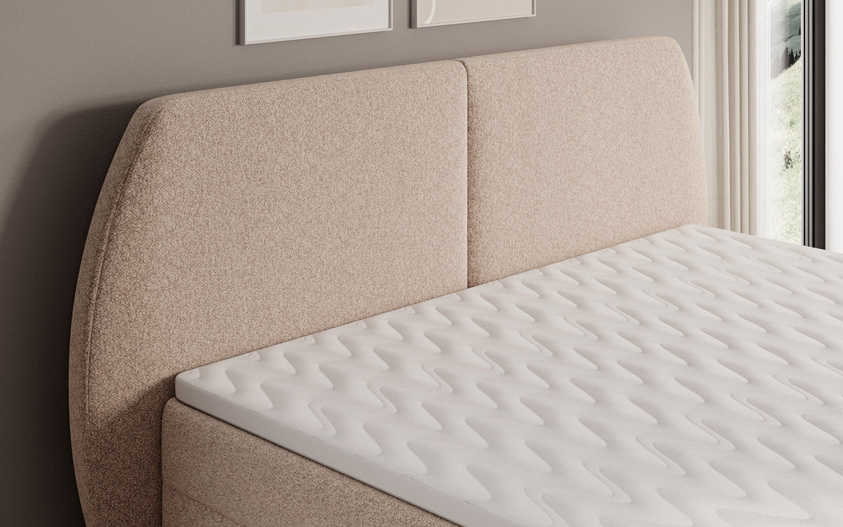 Boxspringbed Nara in structuurstof met opbergruimte