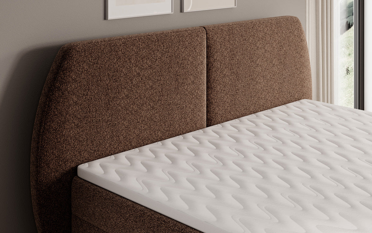 Boxspringbed Nara in structuurstof met opbergruimte