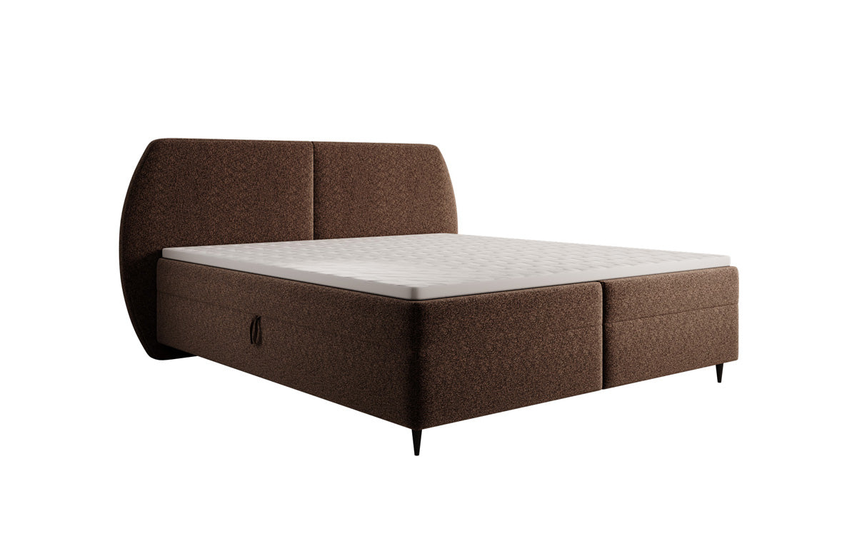 Boxspringbed Nara in structuurstof met opbergruimte