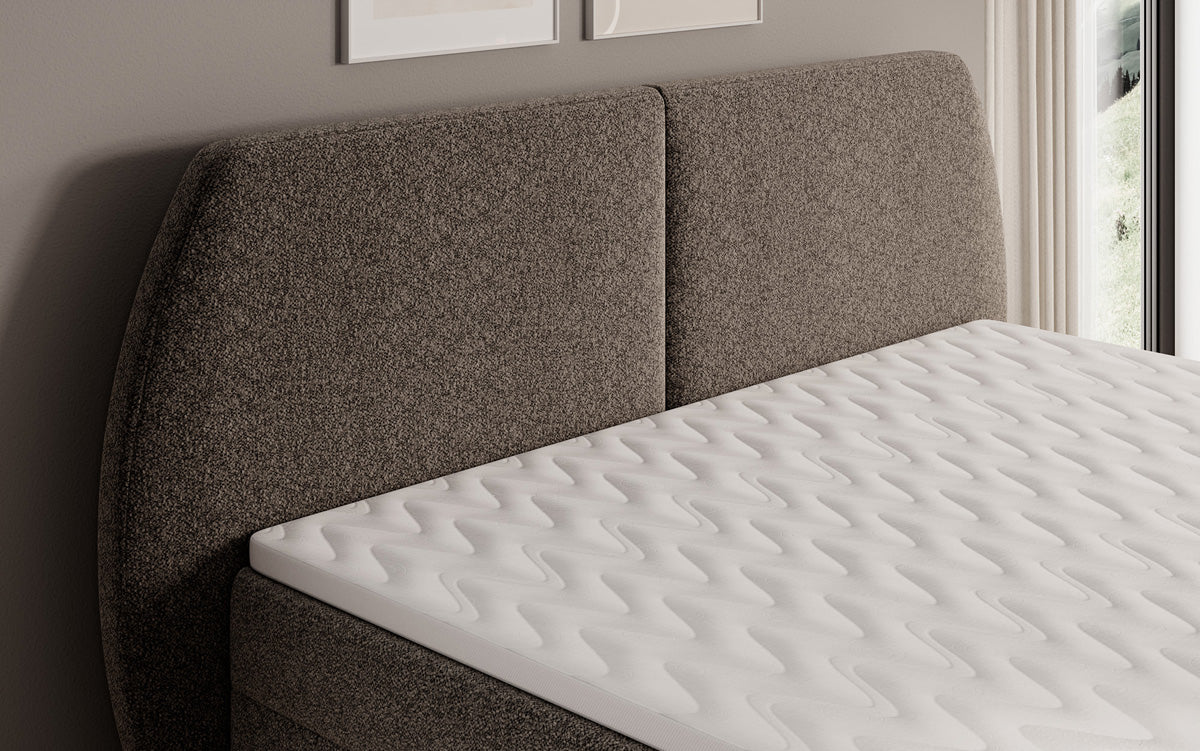 Boxspringbed Nara in structuurstof met opbergruimte