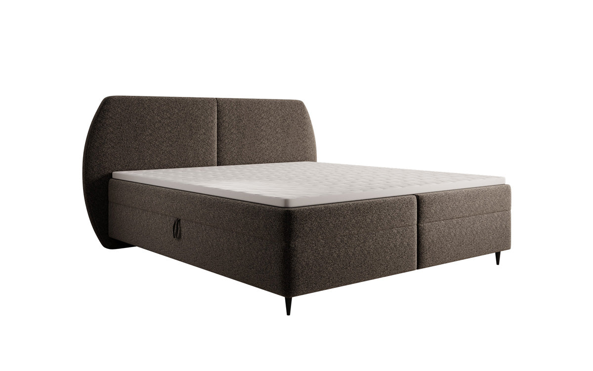 Boxspringbed Nara in structuurstof met opbergruimte