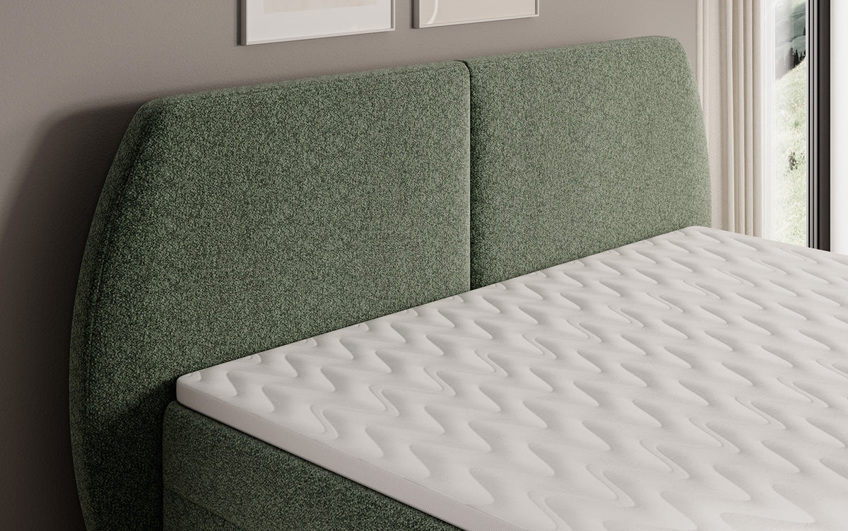 Boxspringbed Nara in structuurstof met opbergruimte