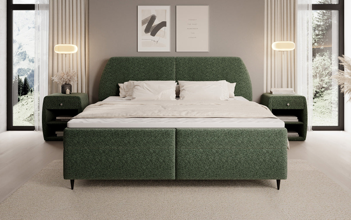 Boxspringbed Nara in structuurstof met opbergruimte