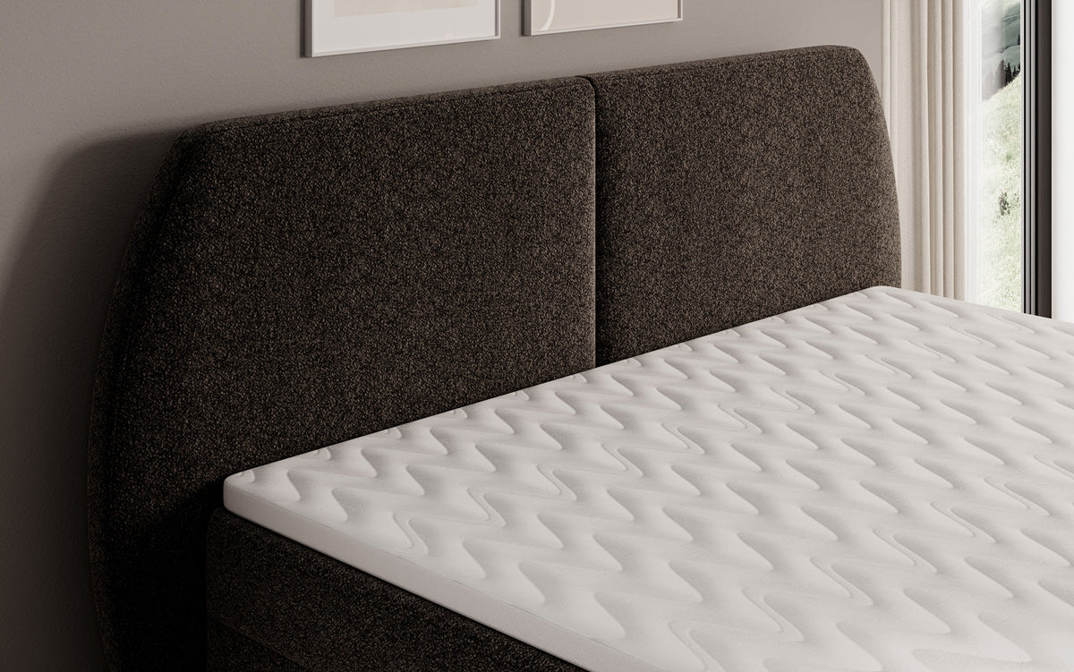 Boxspringbed Nara in structuurstof met opbergruimte