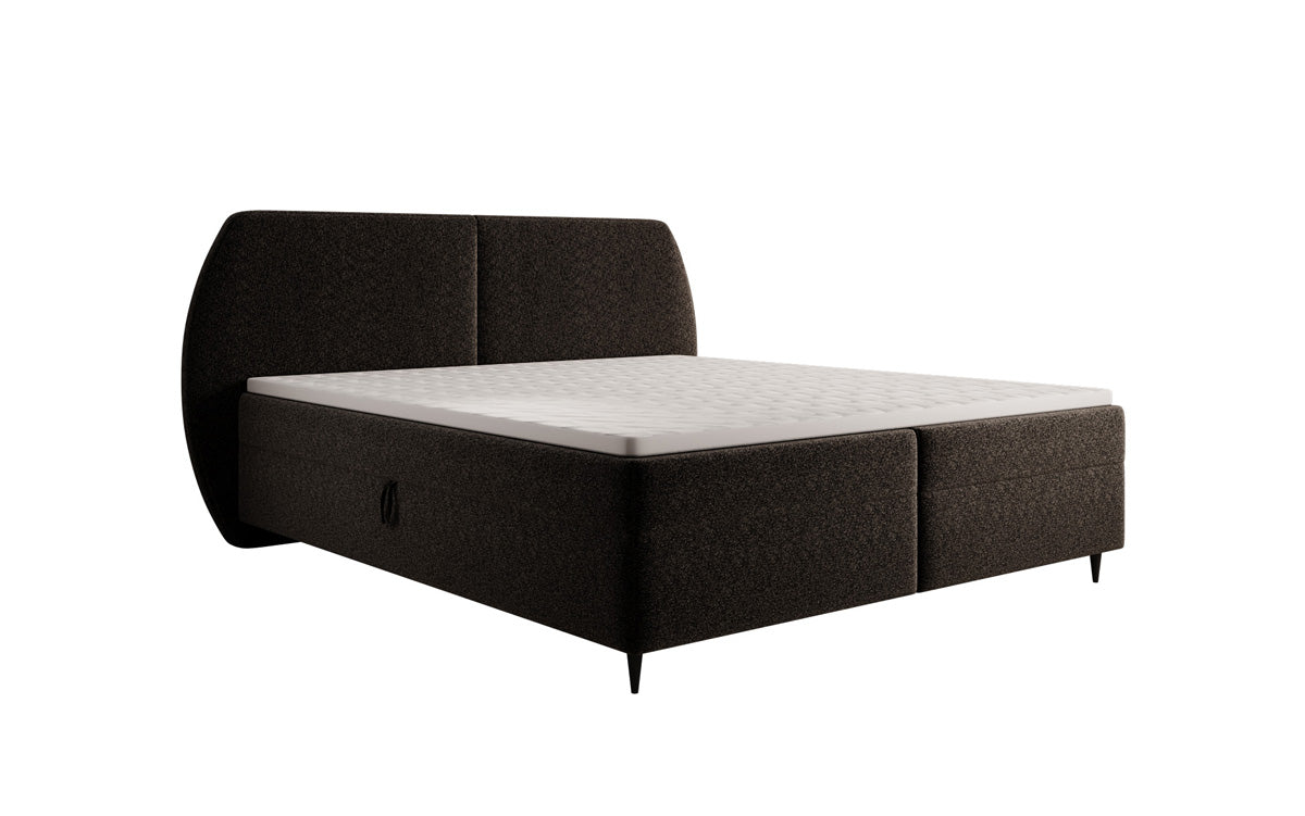 Boxspringbed Nara in structuurstof met opbergruimte
