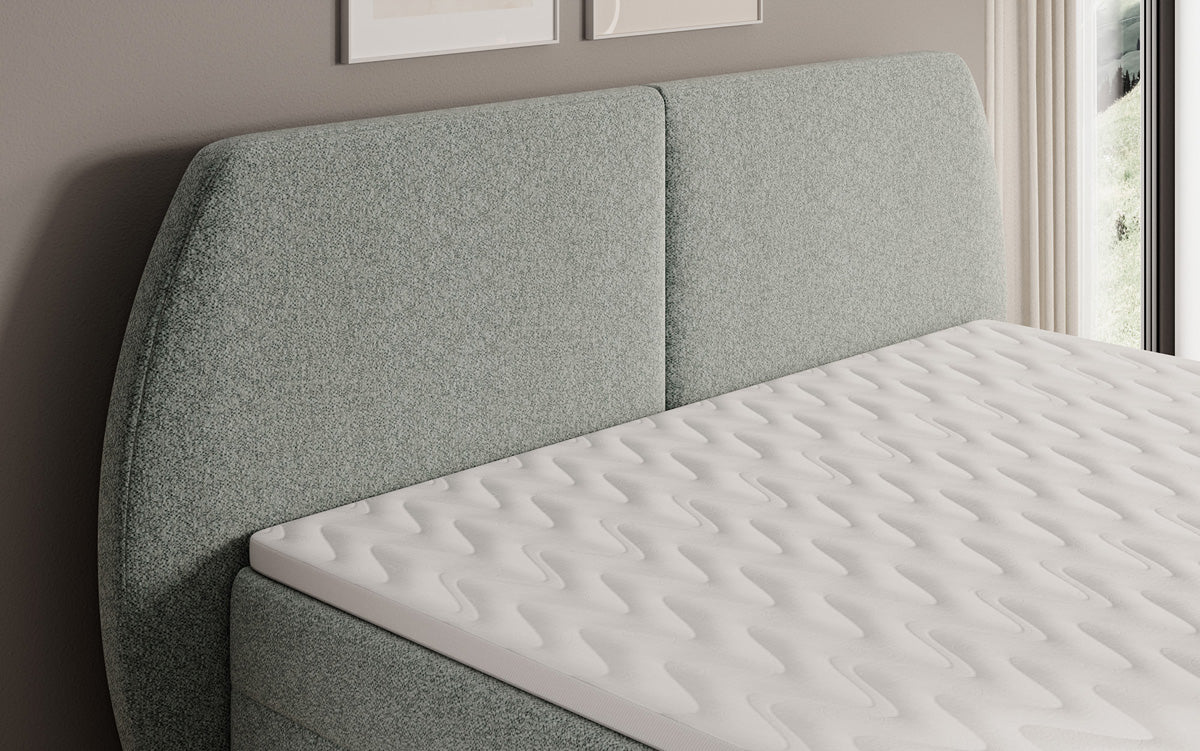 Boxspringbed Nara in structuurstof met opbergruimte