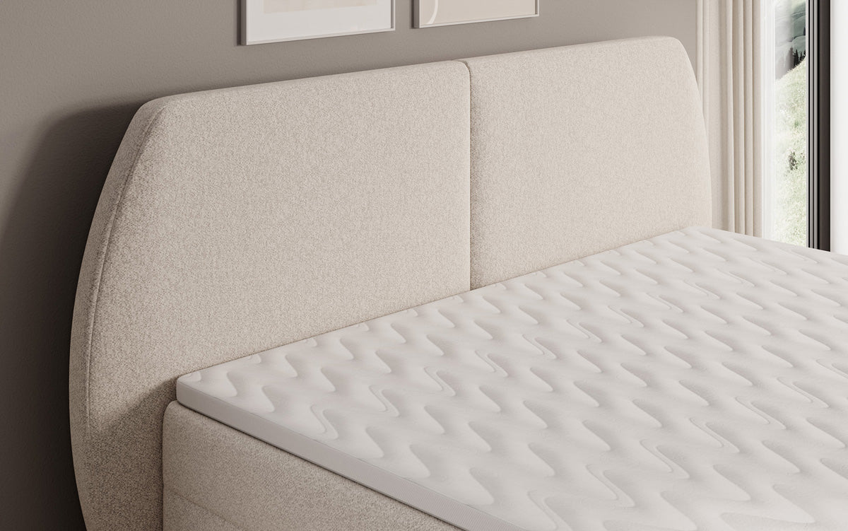 Boxspringbed Nara in structuurstof met opbergruimte