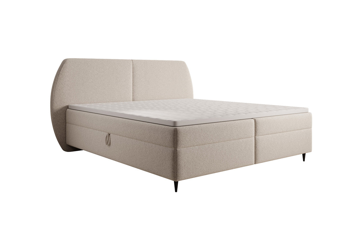 Boxspringbed Nara in structuurstof met opbergruimte