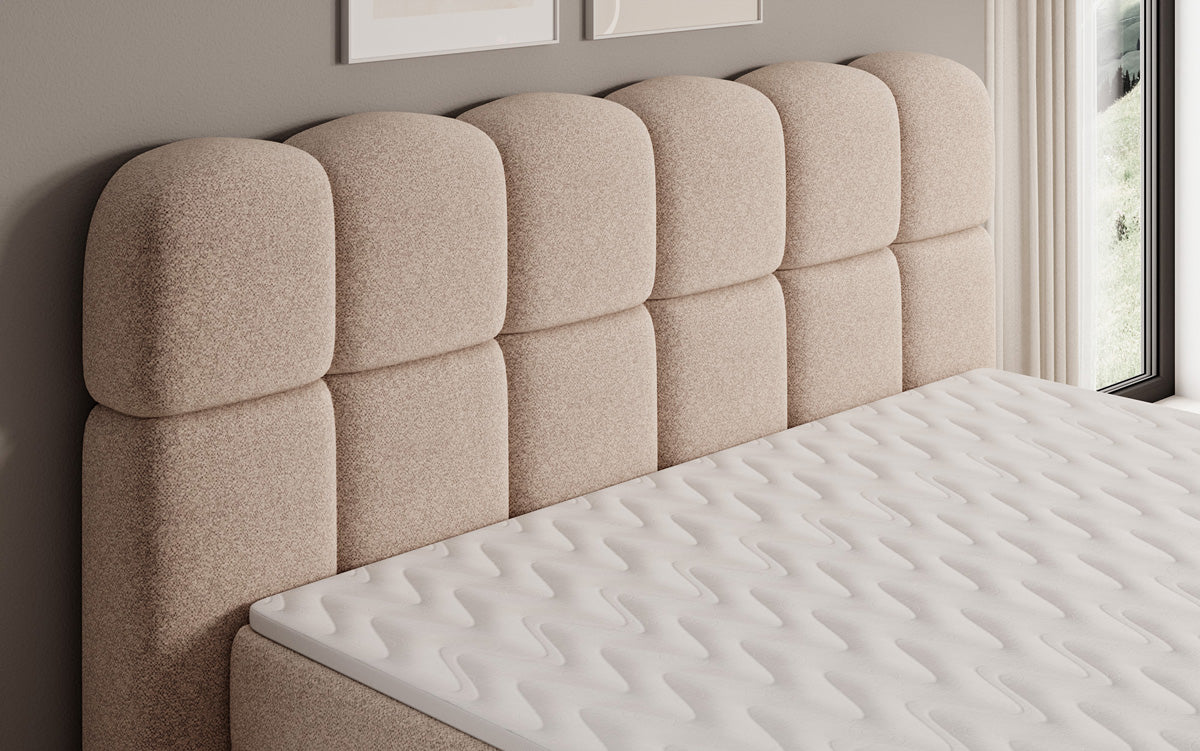 Boxspringbed Tilde in structuurstof met opbergruimte