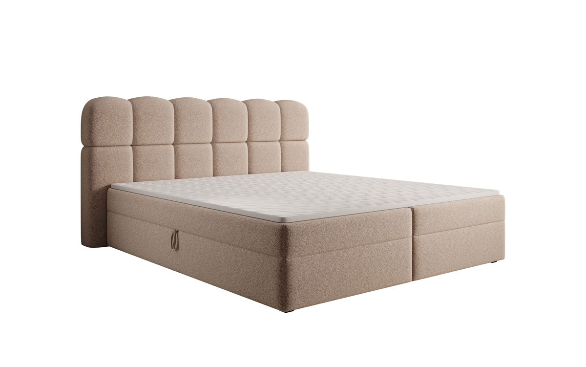 Boxspringbed Tilde in structuurstof met opbergruimte