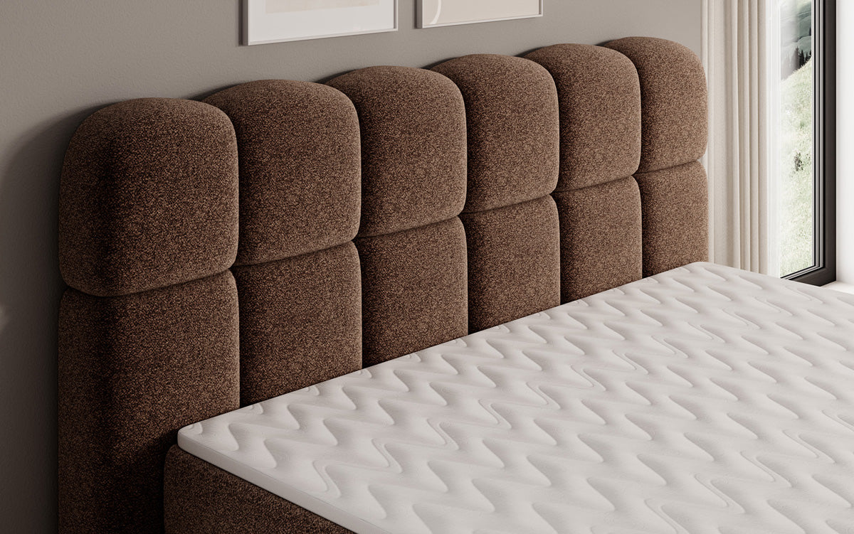 Boxspringbed Tilde in structuurstof met opbergruimte