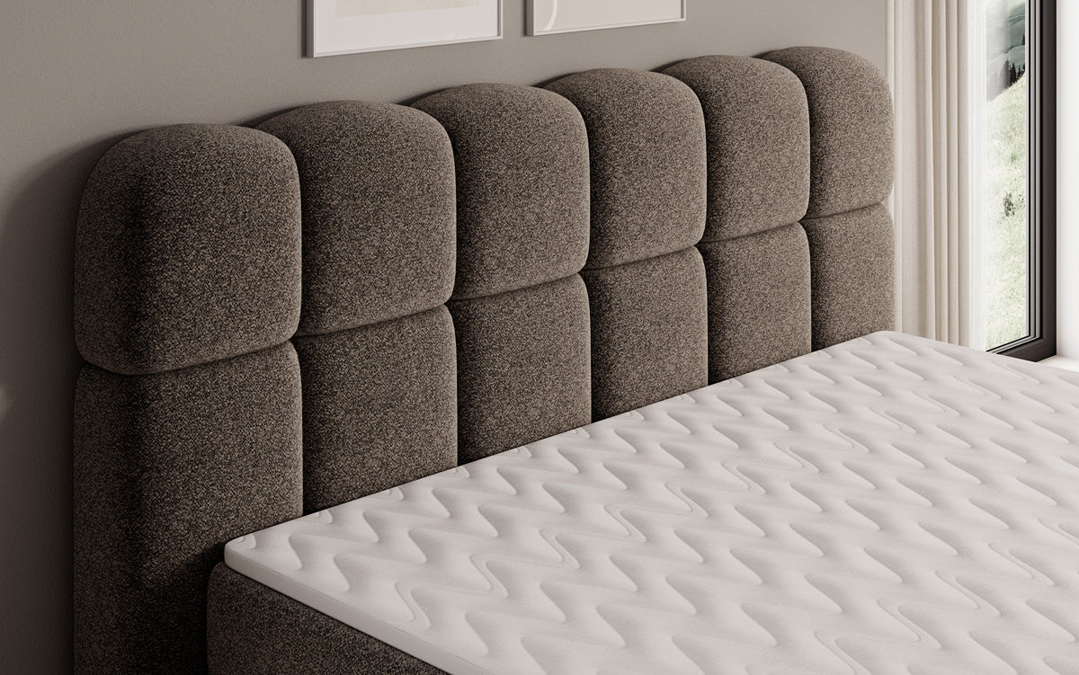 Boxspringbed Tilde in structuurstof met opbergruimte