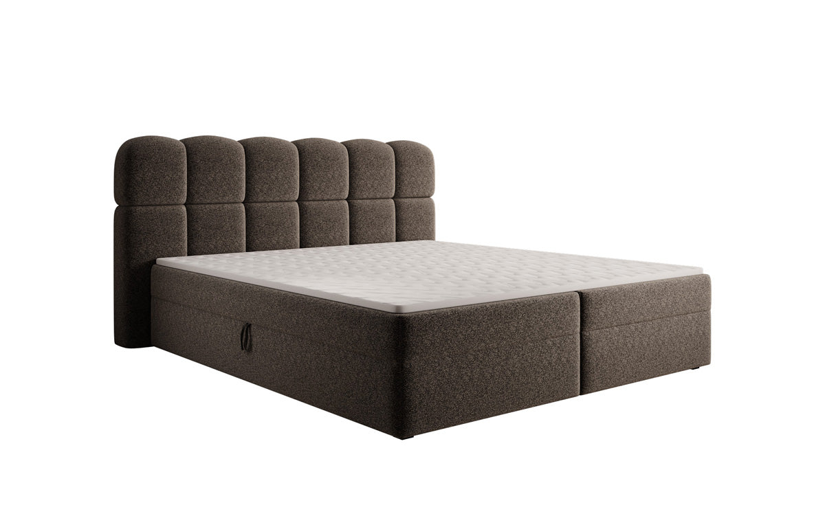 Boxspringbed Tilde in structuurstof met opbergruimte