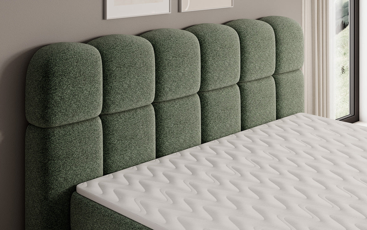 Boxspringbed Tilde in structuurstof met opbergruimte