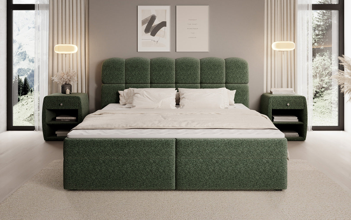 Boxspringbed Tilde in structuurstof met opbergruimte