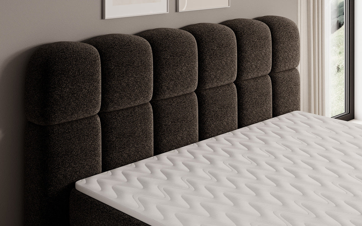 Boxspringbed Tilde in structuurstof met opbergruimte