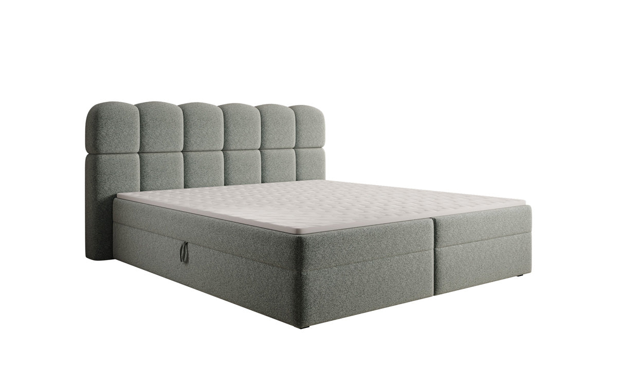 Boxspringbed Tilde in structuurstof met opbergruimte