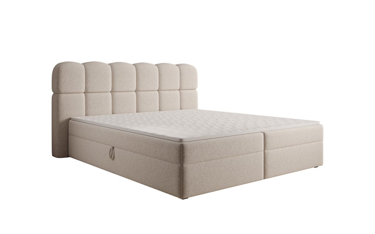 Boxspringbed Tilde in structuurstof met opbergruimte