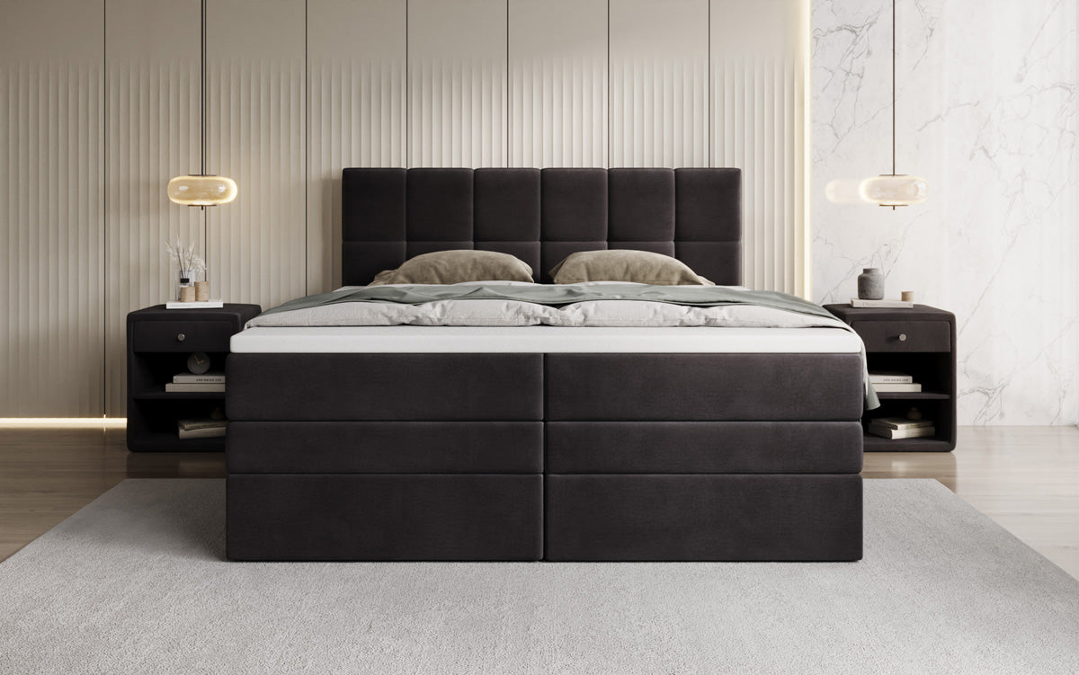 Boxspringbed Windsor met opbergruimte in Fluweel