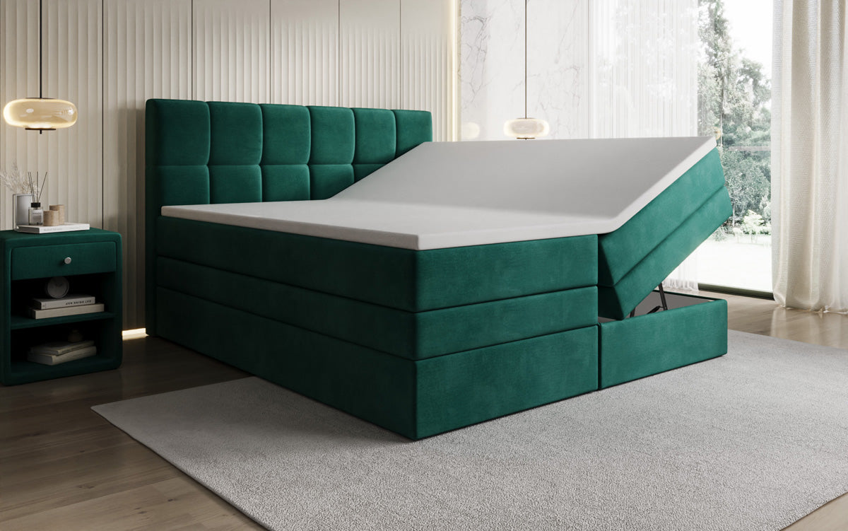 Boxspringbed Windsor met opbergruimte in Fluweel
