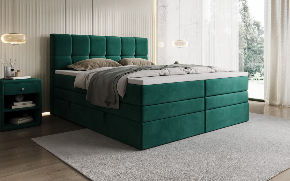 Boxspringbed Windsor met opbergruimte in Fluweel