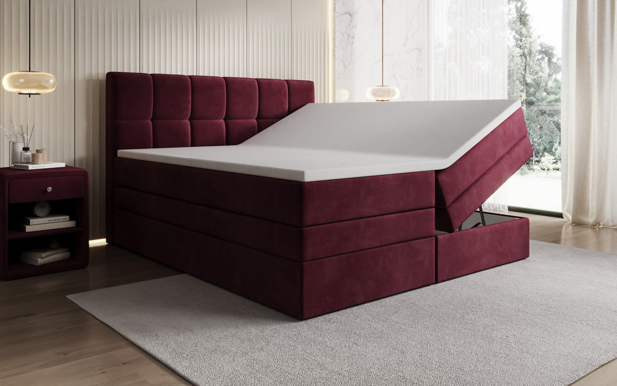 Boxspringbed Windsor met opbergruimte in Fluweel