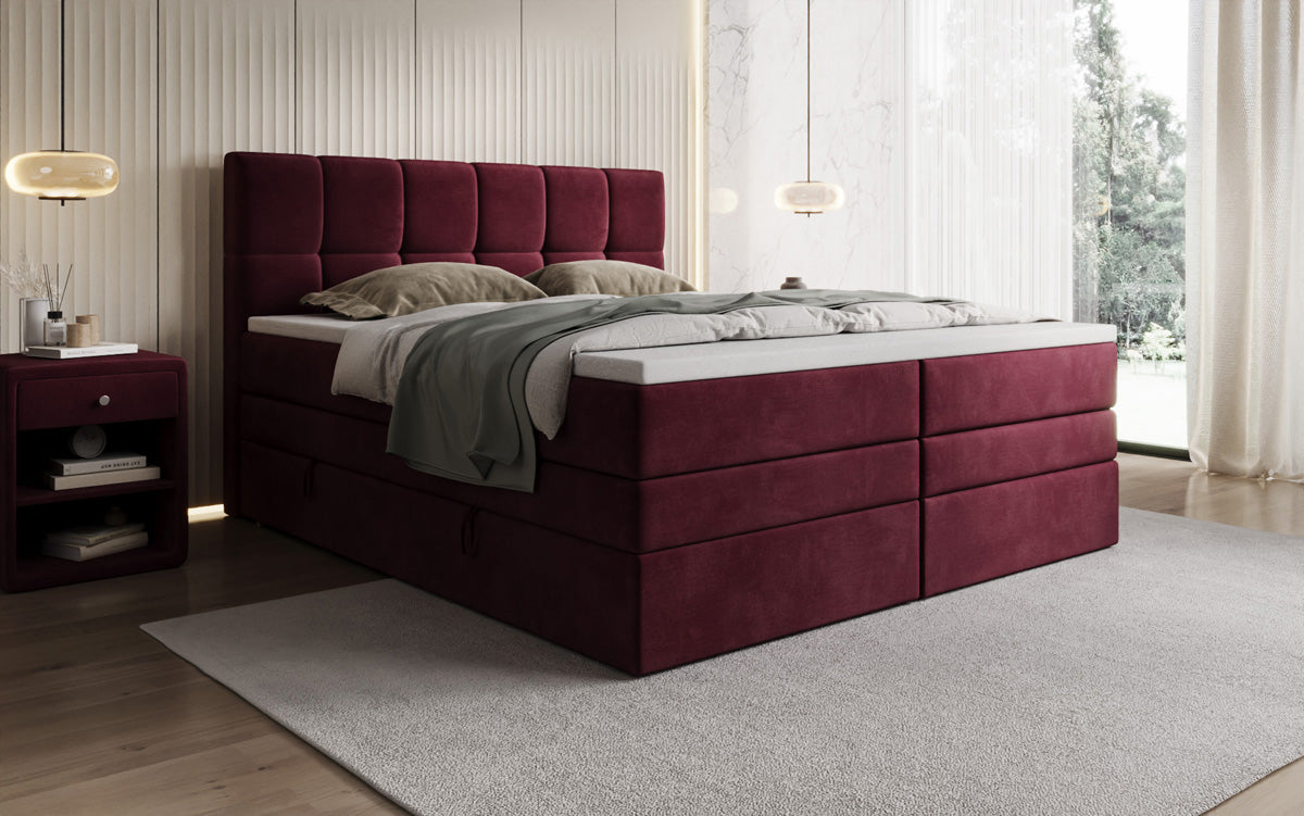 Boxspringbed Windsor met opbergruimte in Fluweel