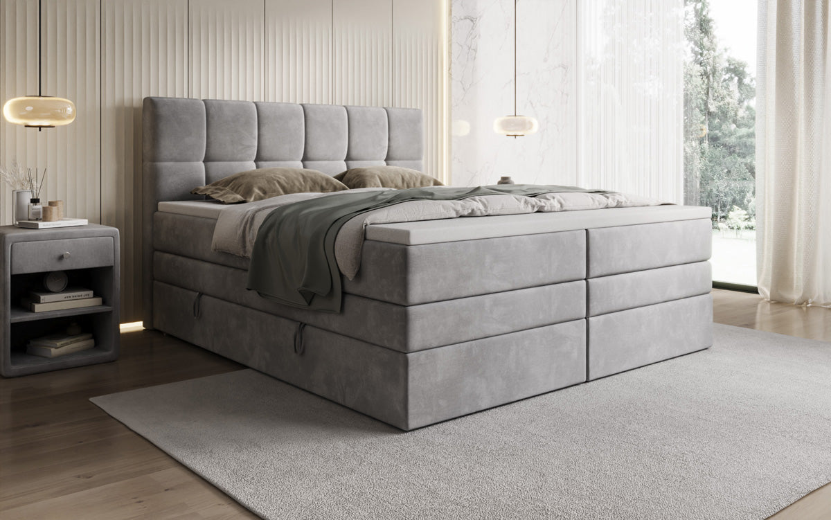 Boxspringbed Windsor met opbergruimte in Fluweel