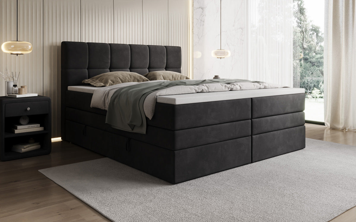 Boxspringbed Windsor met opbergruimte in Fluweel