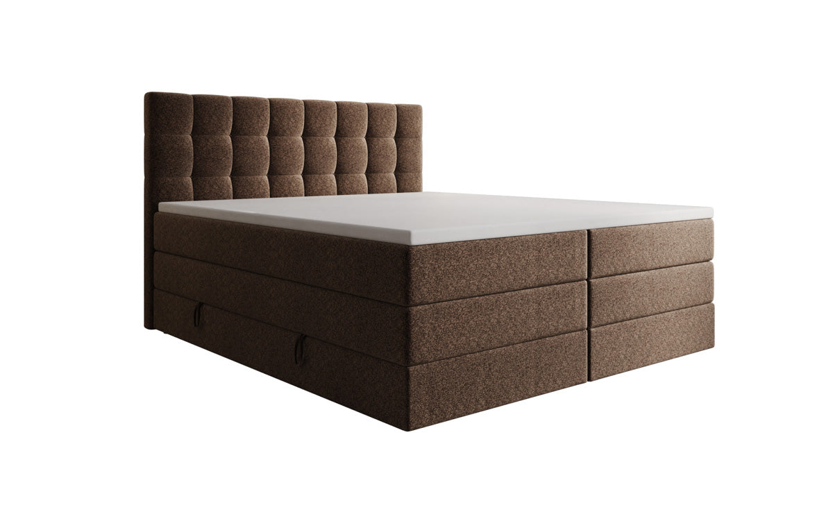 Boxspringbed Grandé in structuurstof met opbergruimte