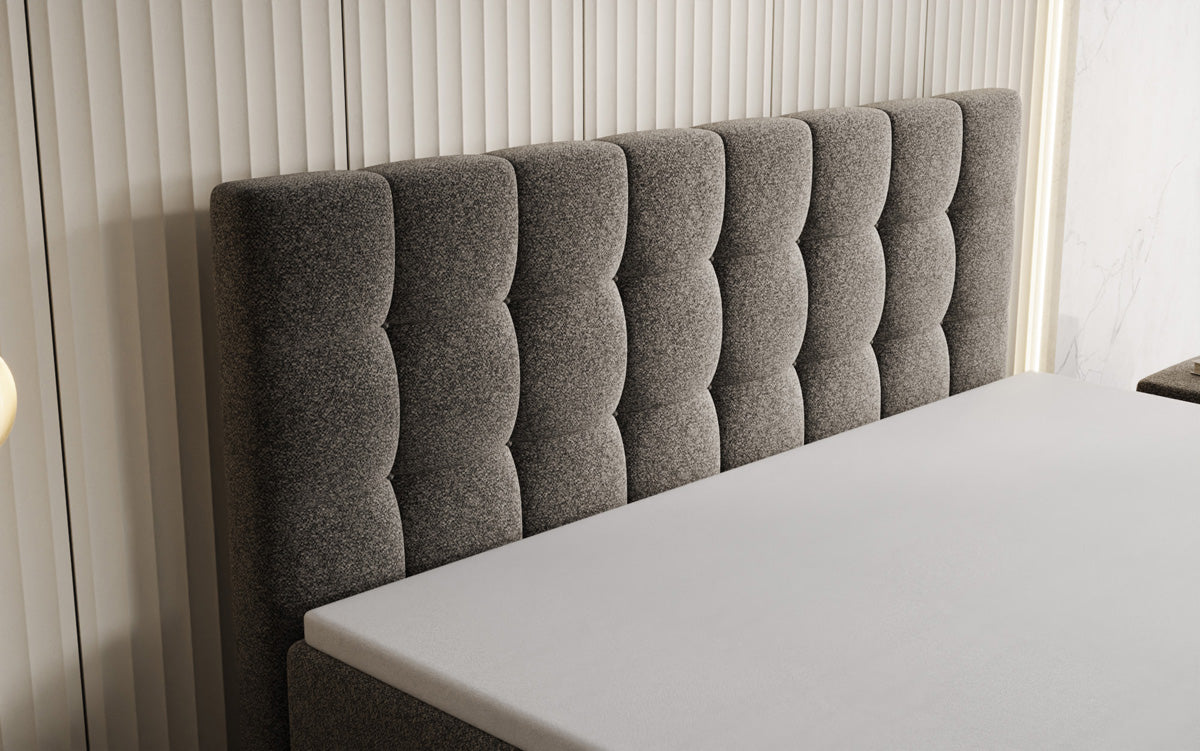 Boxspringbed Grandé in structuurstof met opbergruimte