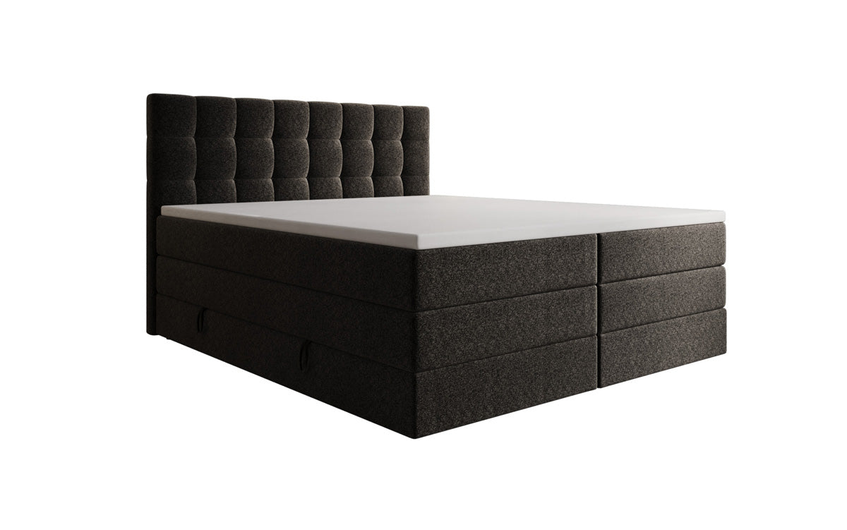 Boxspringbed Grandé in structuurstof met opbergruimte