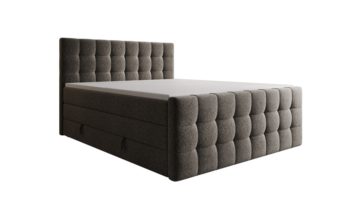 Boxspringbed Ascot in structuurstof met opbergruimte