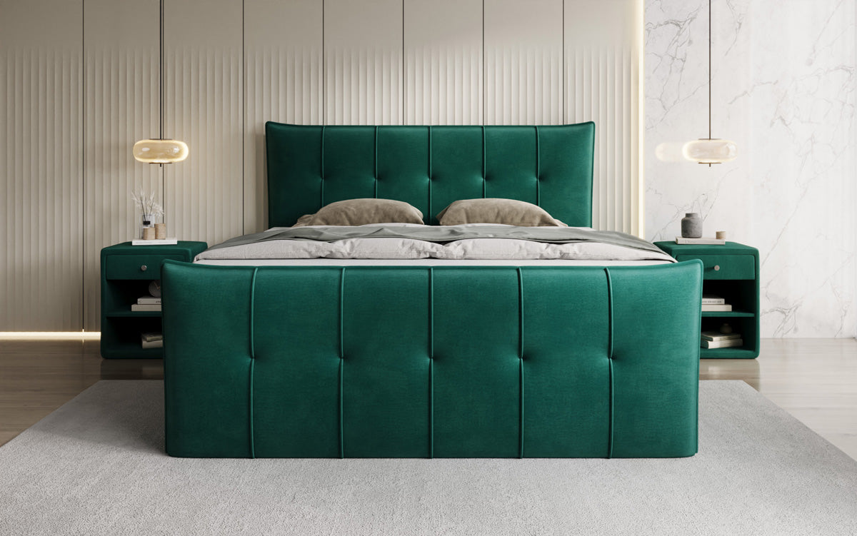 Boxspringbed Treviso met opbergruimte in Fluweel