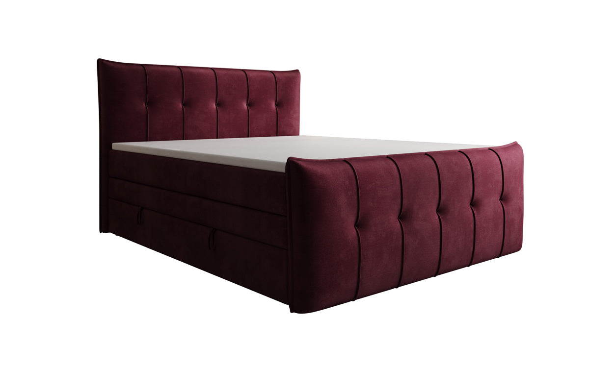 Boxspringbed Treviso met opbergruimte in Fluweel