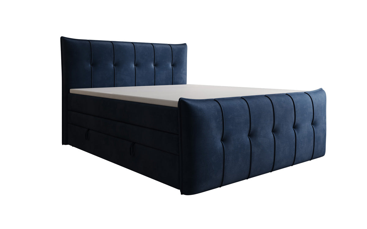 Boxspringbed Treviso met opbergruimte in Fluweel