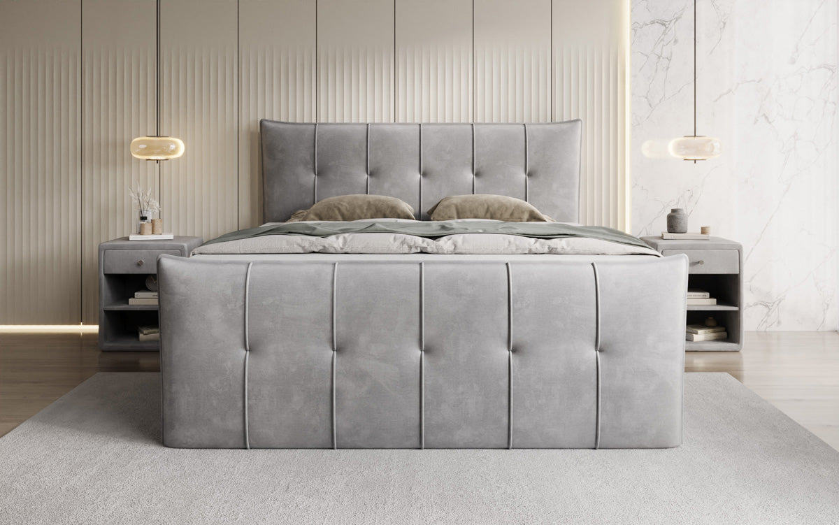 Boxspringbed Treviso met opbergruimte in Fluweel