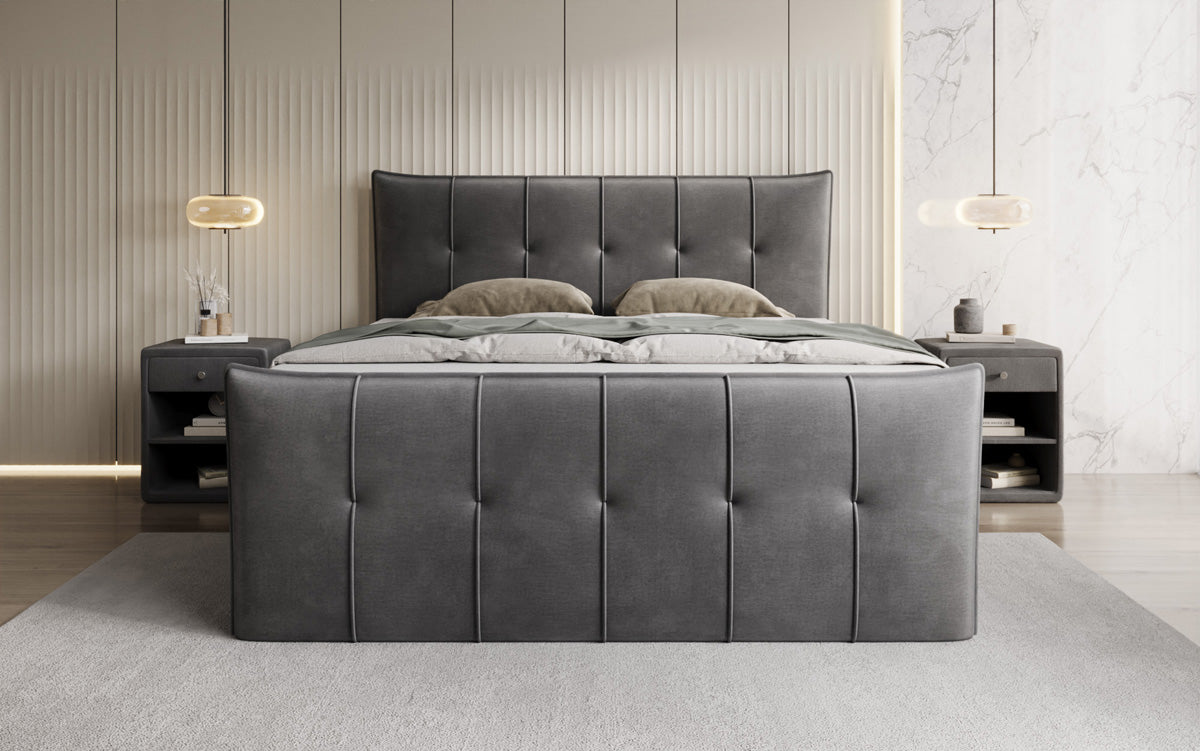 Boxspringbed Treviso met opbergruimte in Fluweel