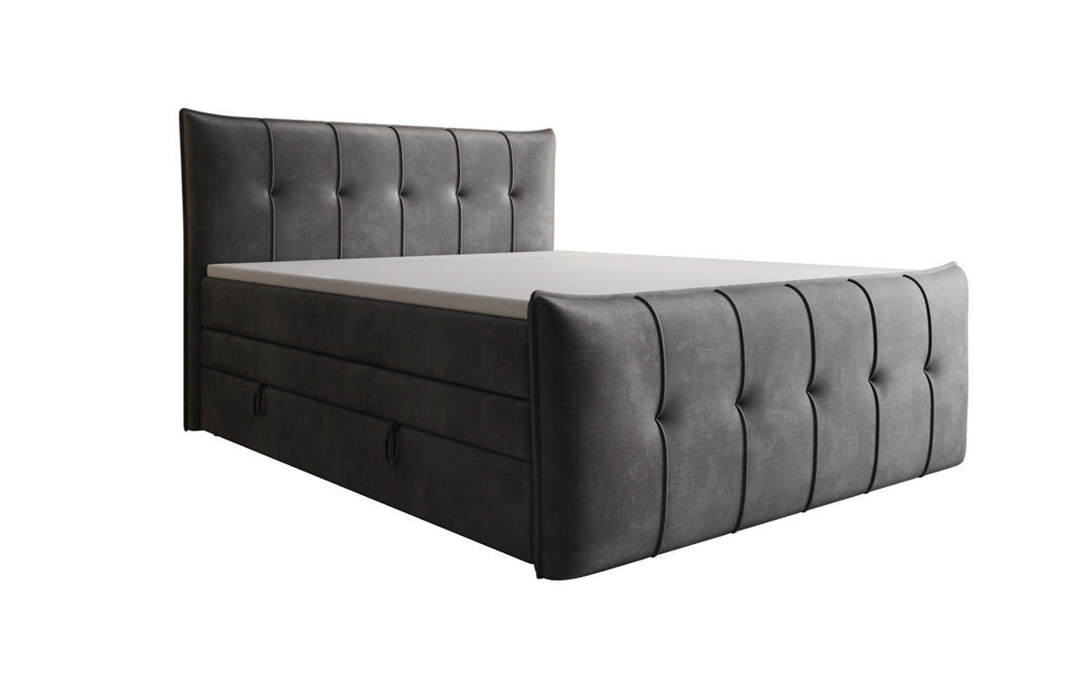 Boxspringbed Treviso met opbergruimte in Fluweel