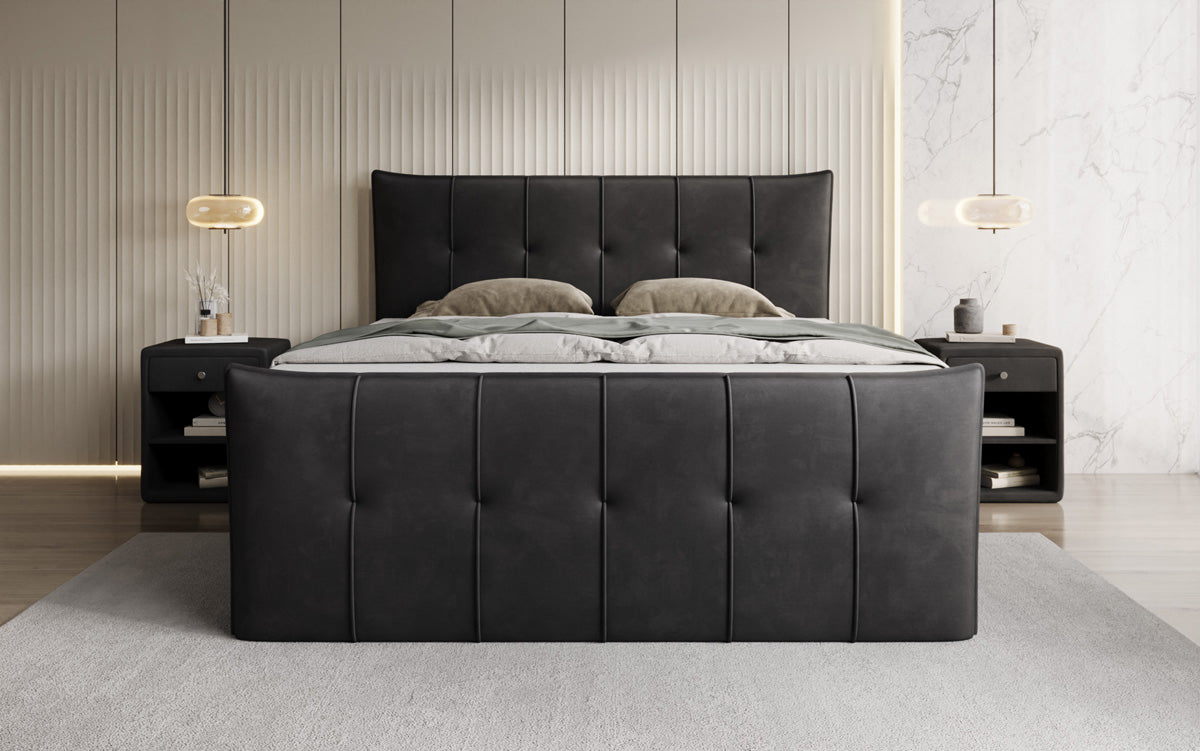 Boxspringbed Treviso met opbergruimte in Fluweel
