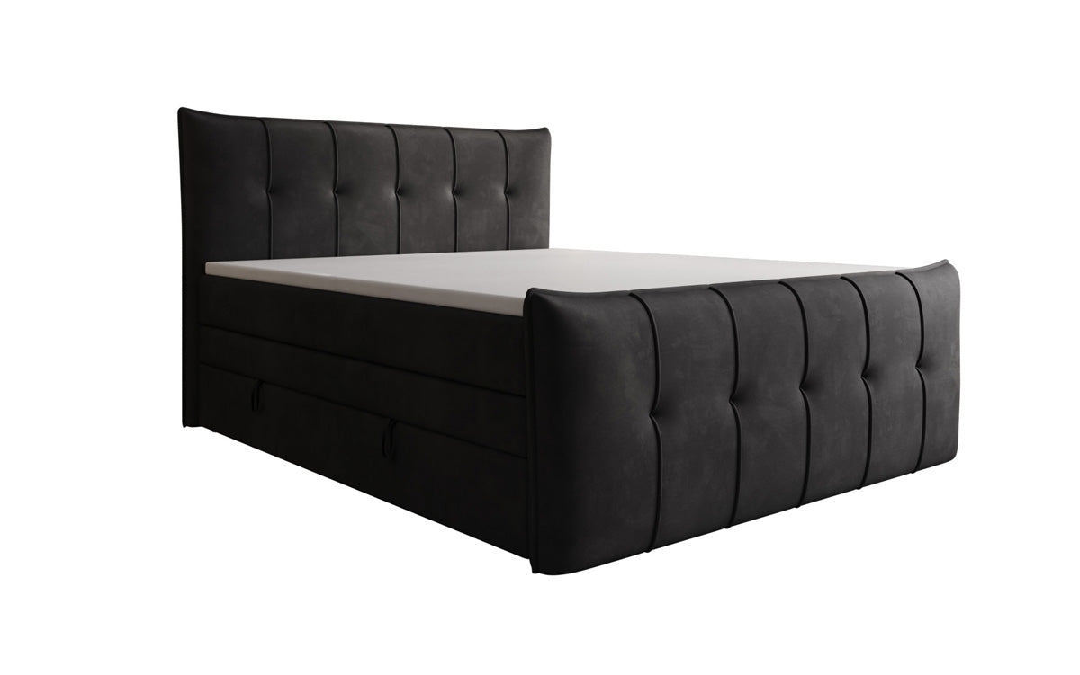 Boxspringbed Treviso met opbergruimte in Fluweel