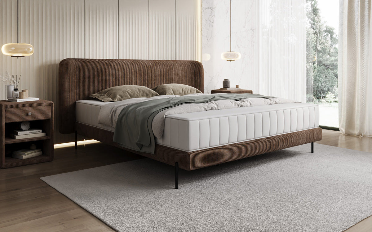 Designer gestoffeerd bed Enna in Ribstof