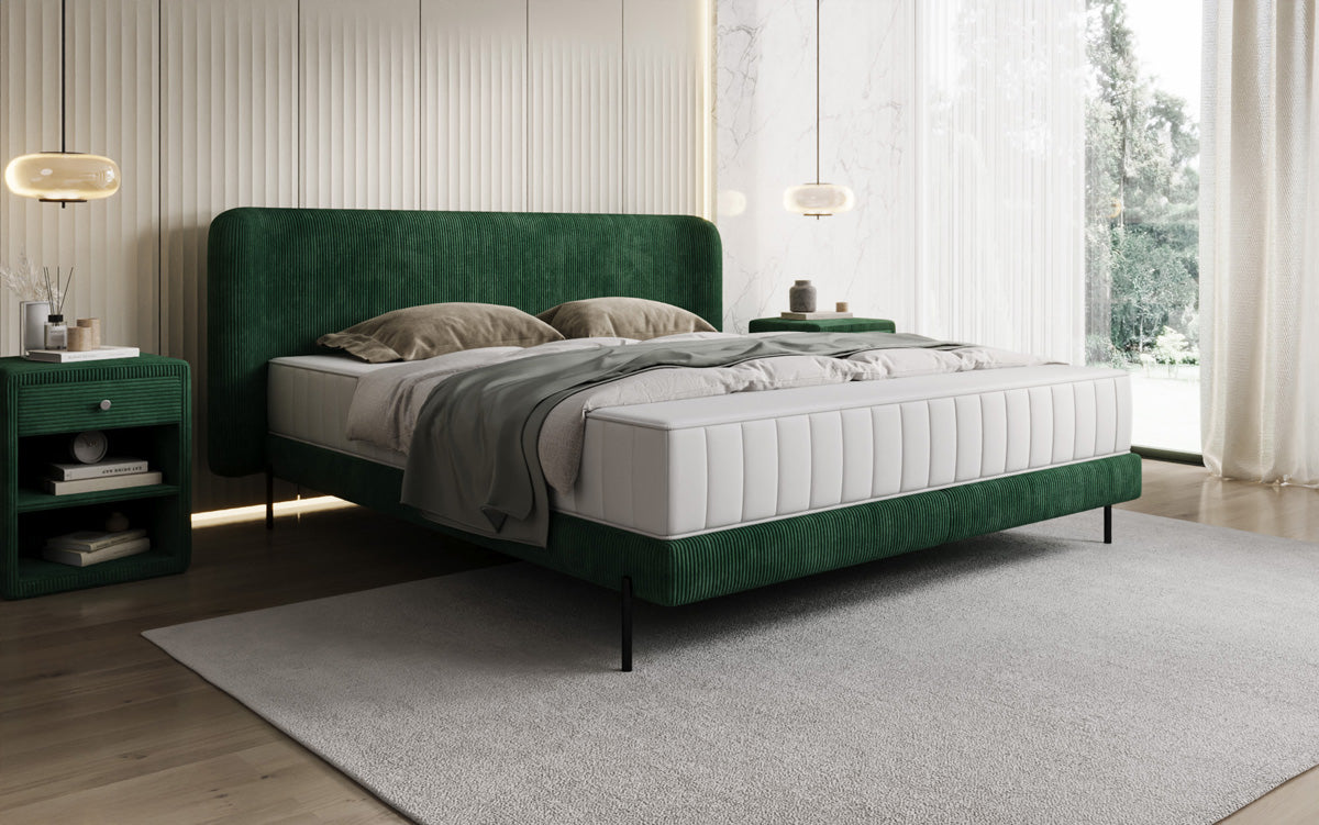 Designer gestoffeerd bed Enna in Ribstof