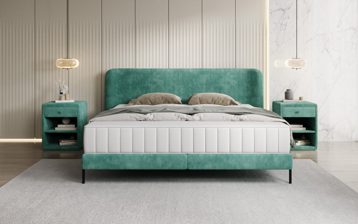Designer gestoffeerd bed Enna in Ribstof