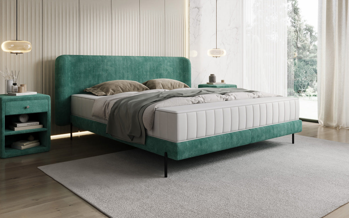 Designer gestoffeerd bed Enna in Ribstof