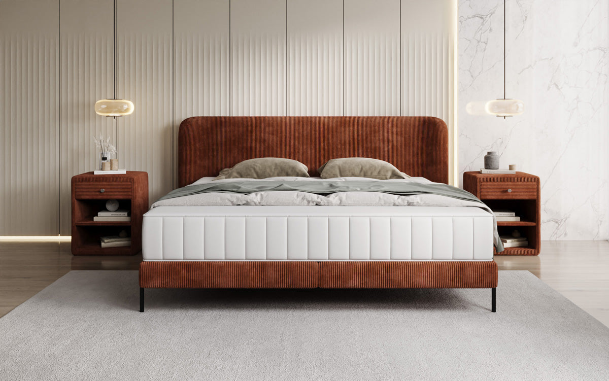 Designer gestoffeerd bed Enna in Ribstof
