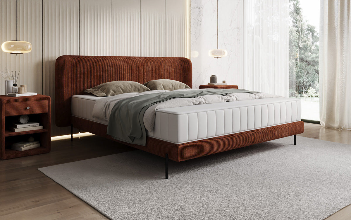 Designer gestoffeerd bed Enna in Ribstof