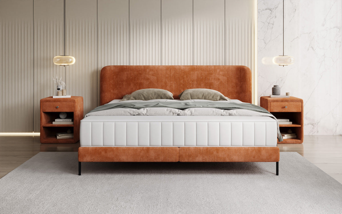 Designer gestoffeerd bed Enna in Ribstof