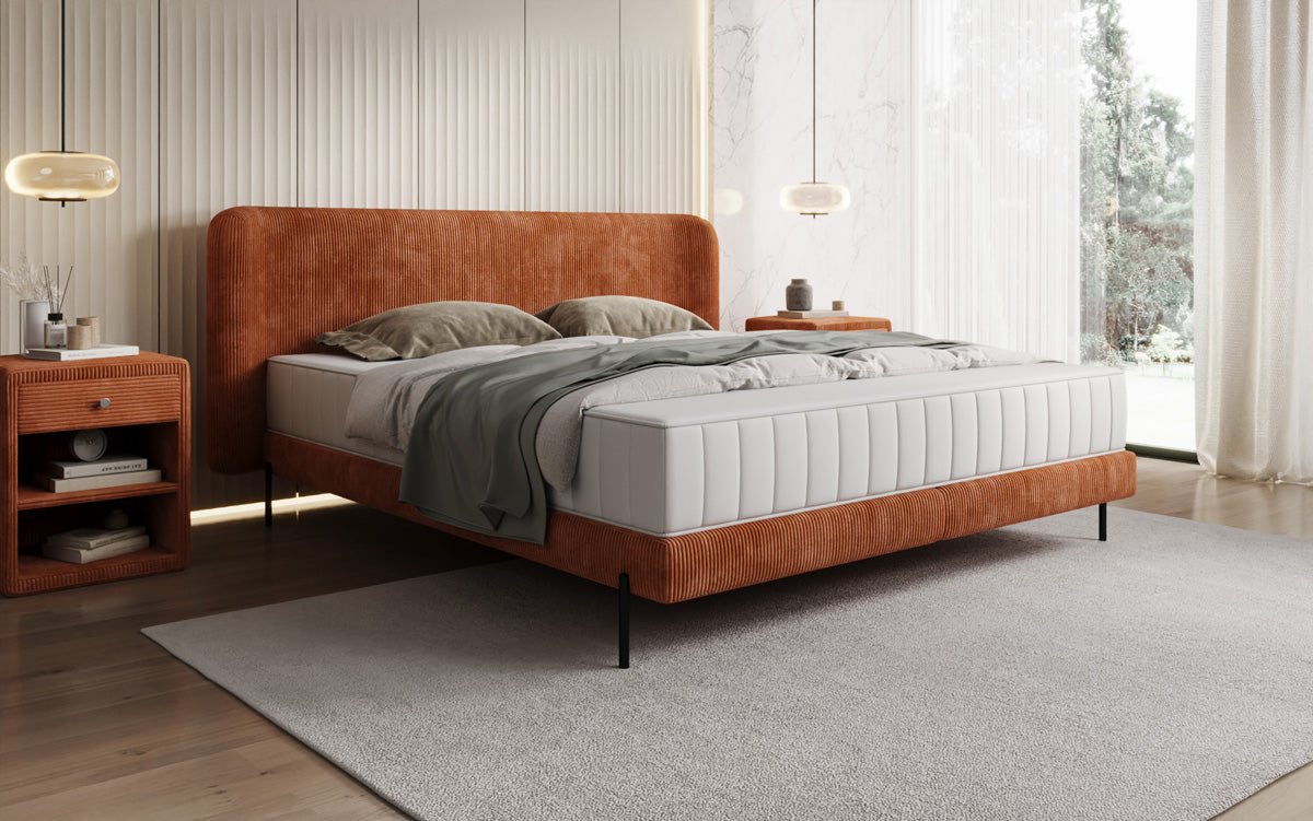 Designer gestoffeerd bed Enna in Ribstof